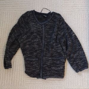 Black and Gray Open Cardigan Sweater